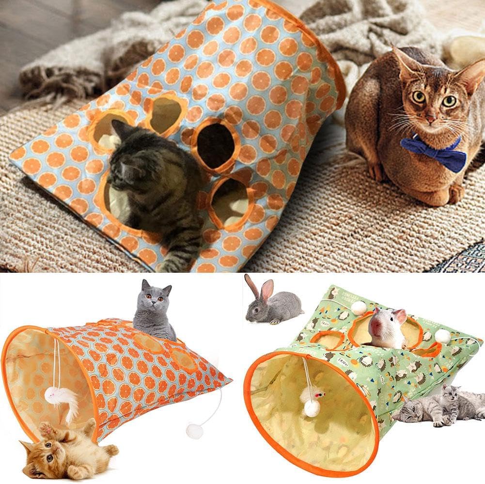 Bolsas de túnel para gatos de interior, túnel de tubo de gato aburrido, juguetes autointeractivos para gatos con bola de felpa, bolsa de taladro