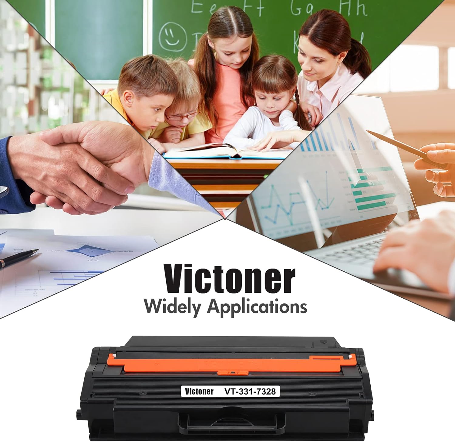 VICTONER Cartucho de tóner compatible B1260dn B1265dfw de repuesto para Dell 331-7328 B1260 B1265 para tinta de impresora Dell 1260 B126x (negro, 1