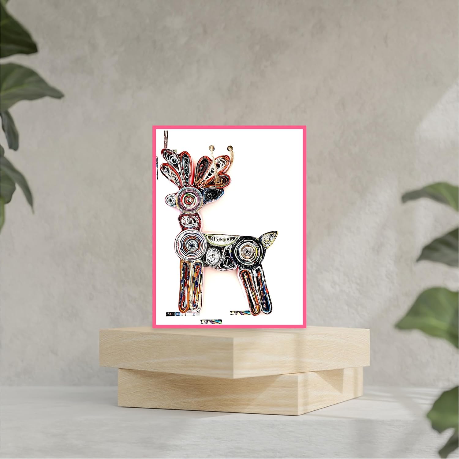 Deer Quilling Ornament Card Handmade Christmas Tree Decoration Sustainable Gift