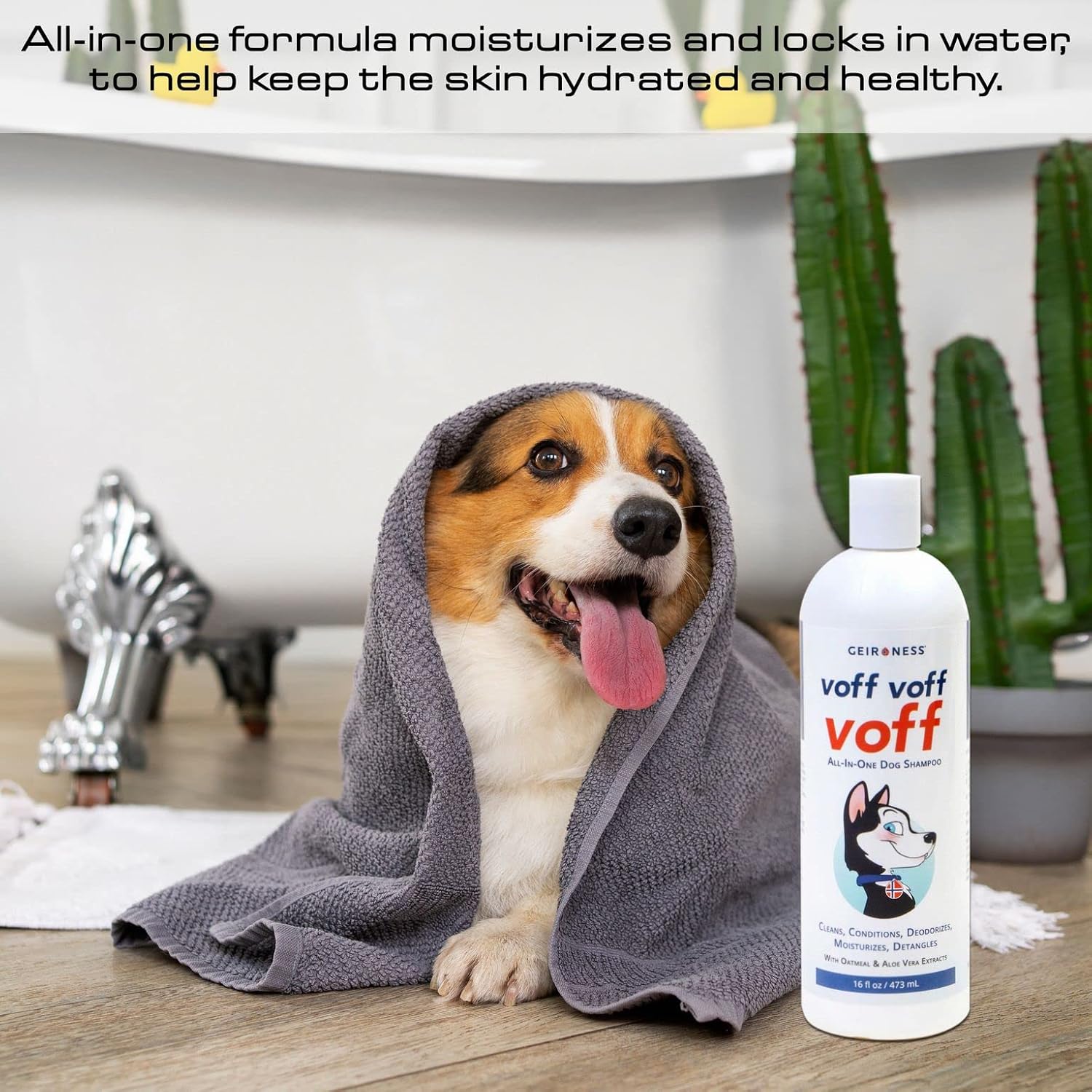 Voff Voff Voff – Champú todo en uno  Desenredante para el cabello, desodorante para mascotas, acondicionador y humectante para el cabello