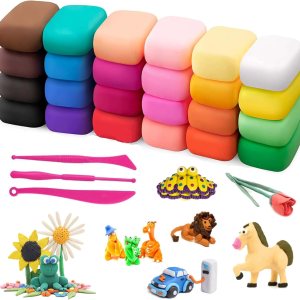 Kit de arcilla para modelar, arcilla de secado al aire de 24 colores para niños, arcilla mágica de espuma con herramientas de escultura, arcilla Kit de arcilla para modelar, arcilla de secado al aire de 24 colores para niños, arcilla mágica de espuma con herramientas de escultura, arcilla
