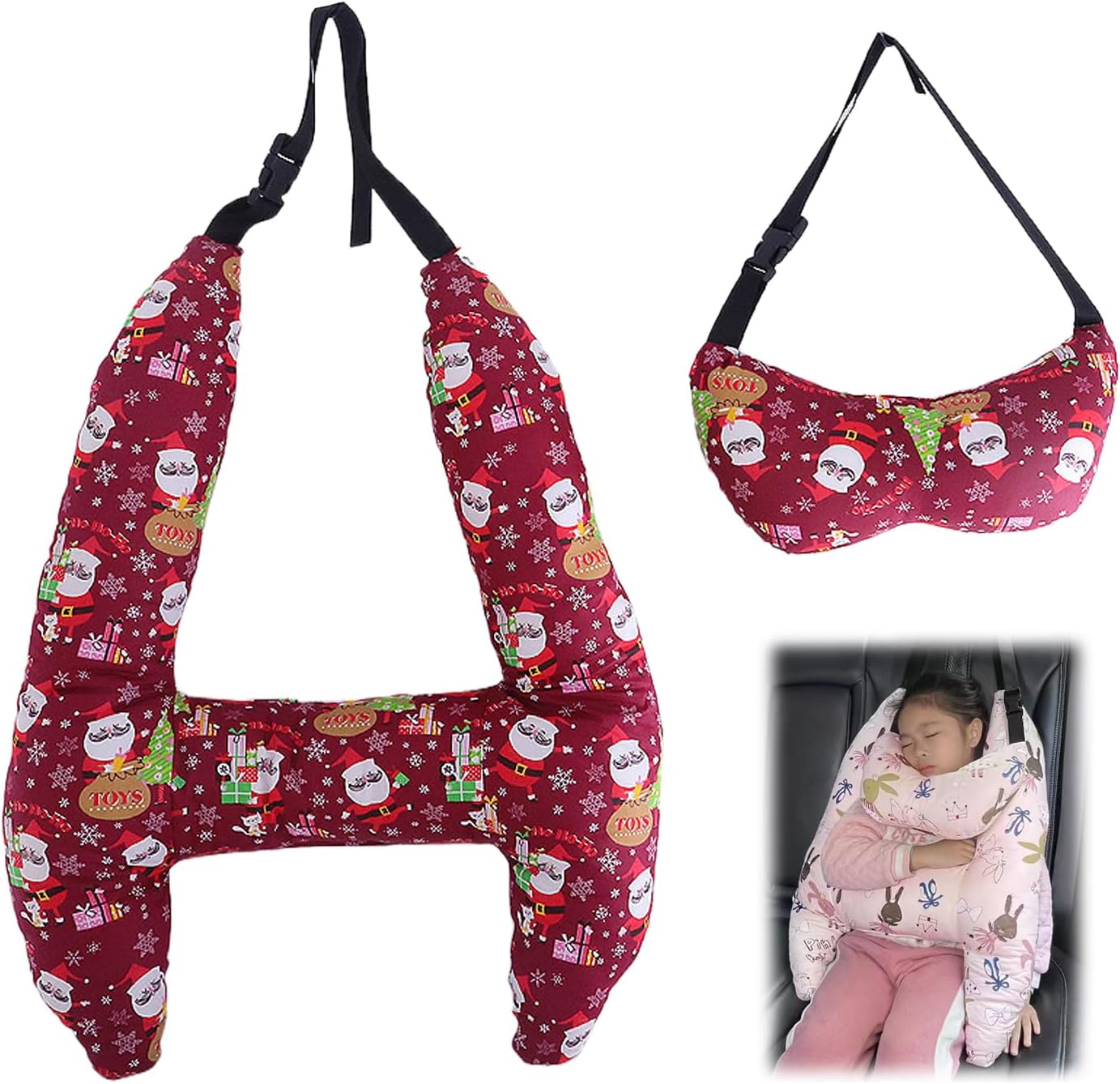 En forma de H – Soporte para la cabeza del coche para niños, almohada de viaje para dormir en el automóvil para dormir largos viajes almohadas para