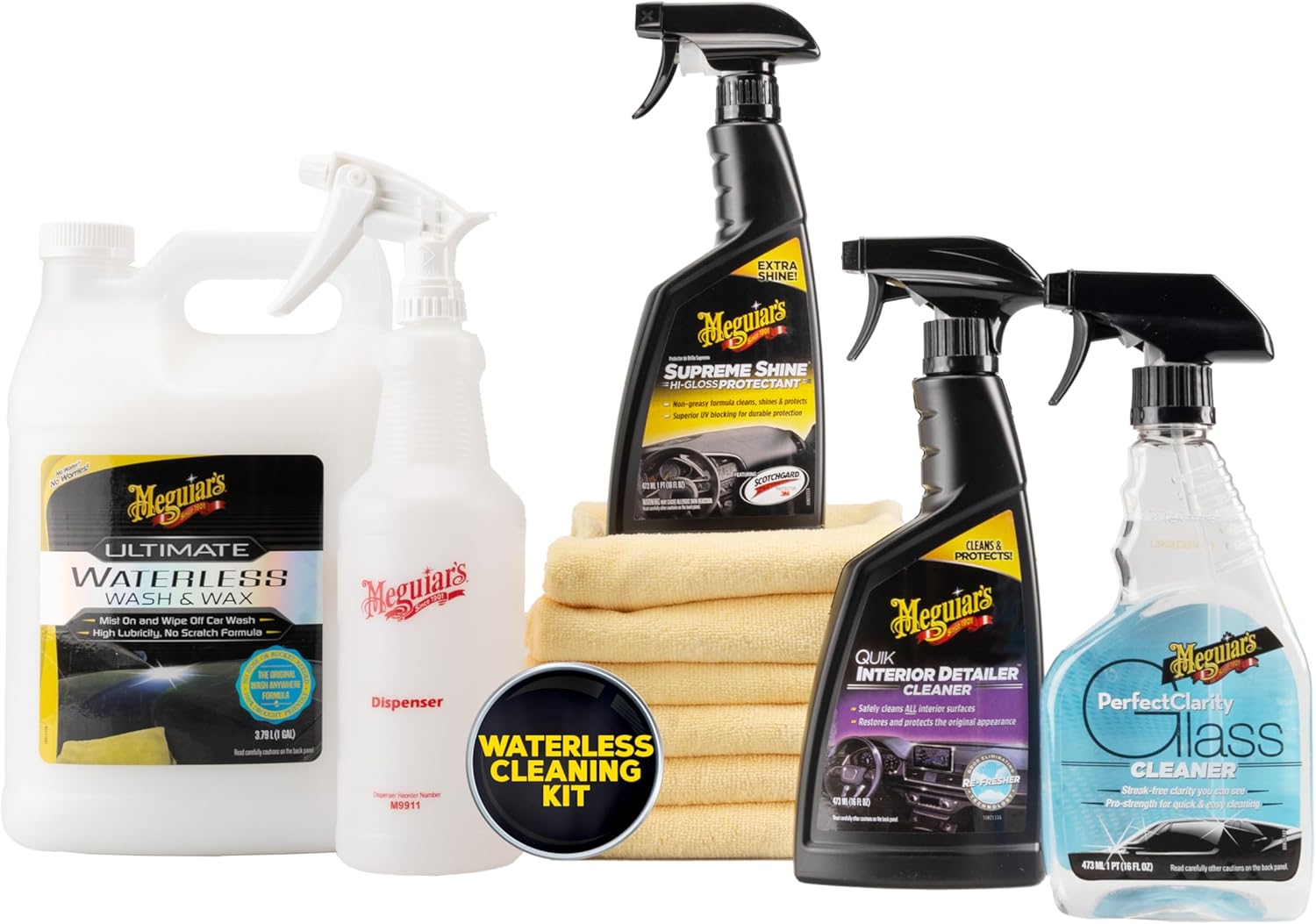 Meguiar’s Kit de lavado y cera sin agua definitivo limpieza rápida y fácil del automóvil con protección duradera para una solución ecológica de