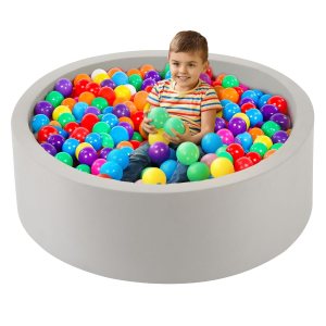 Houseables Piscina de bolas de espuma, ballpit interior, equipo de juego suave, 35.4 x 11.8 pulgadas, gris, redondo, cubierta extraíble, corralito Houseables Piscina de bolas de espuma, ballpit interior, equipo de juego suave, 35.4 x 11.8 pulgadas, gris, redondo, cubierta extraíble, corralito