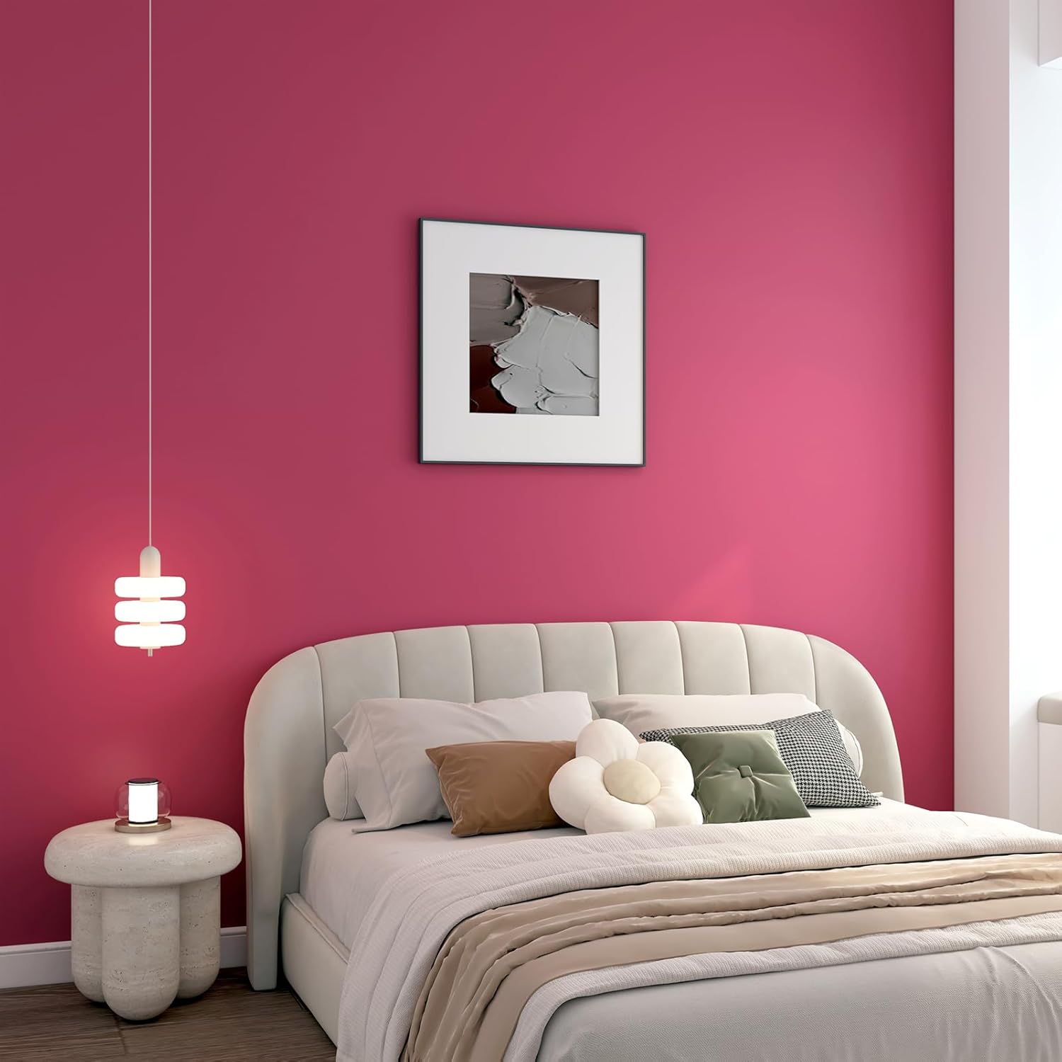 Decotalk Papel tapiz rosa intenso de 200 x 30 pulgadas, para pegar y despegar, papel tapiz rosa para habitación de niñas, papel adhesivo rosa