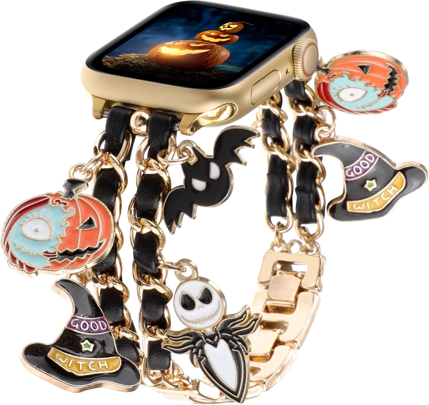 WONMILLE Correa compatible con Apple Watch de 1.732 in 1.772 in 1.929 in 1.654 in 1.496 in 1.575 in 1.614 in mujer elegante diseño de cadena con