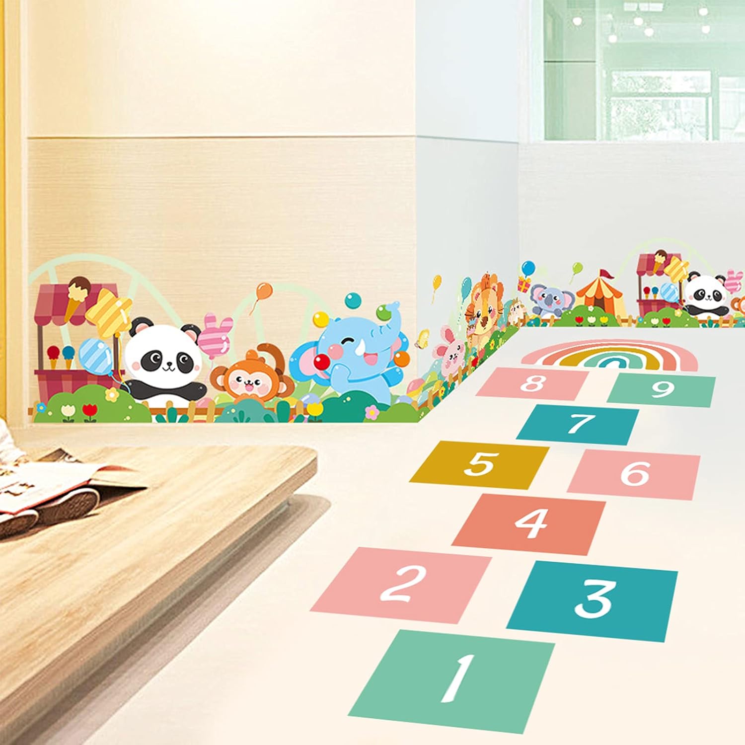 Calcomanías de pared con 9 números, calcomanías de pared coloridas de rompecabezas, juego de remolacha de rianbow, extraíble, para bricolaje,