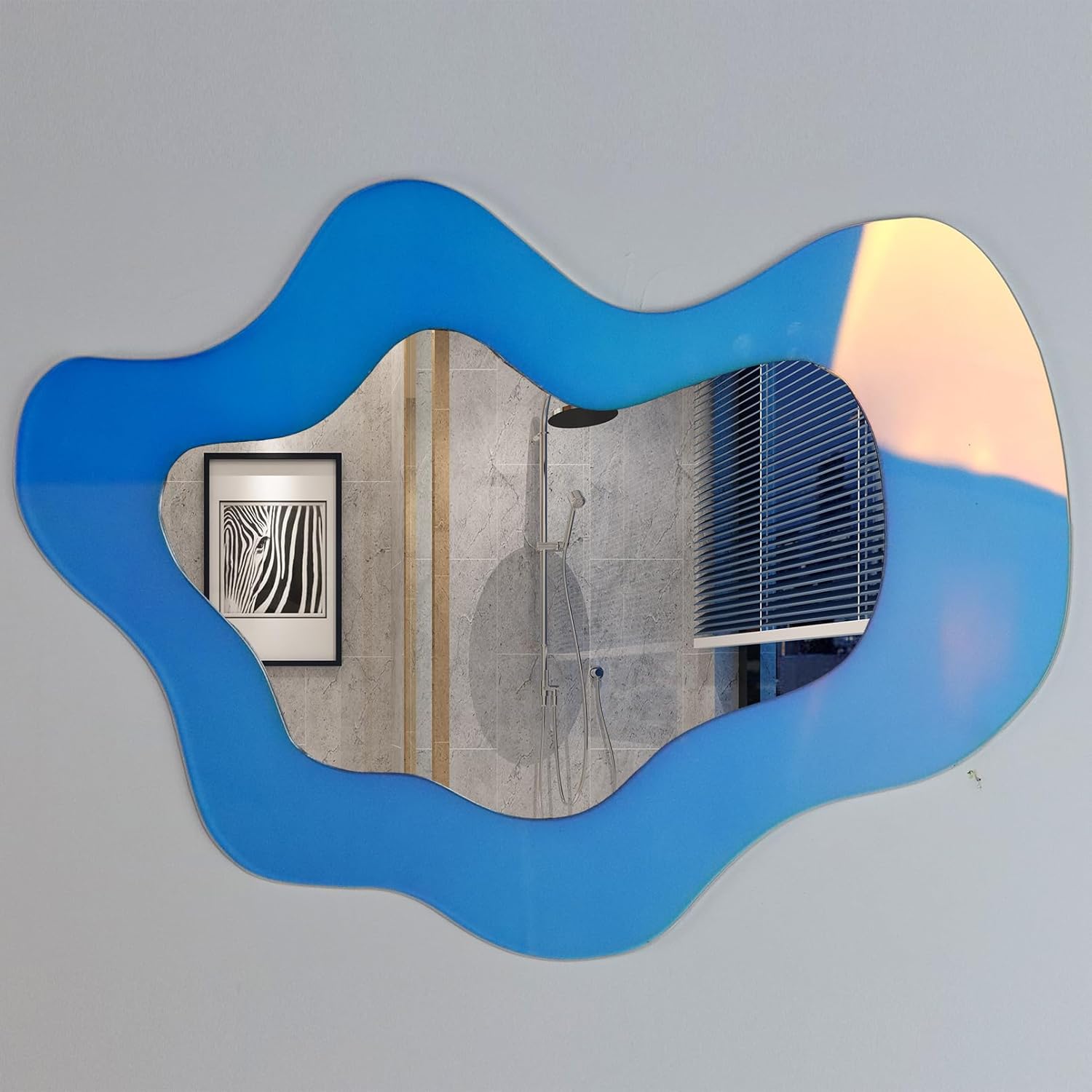 canhard Espejo acrílico iridiscente, espejo estético irregular, decoración de dormitorio, espejo en forma de nube, decoración de pared del hogar
