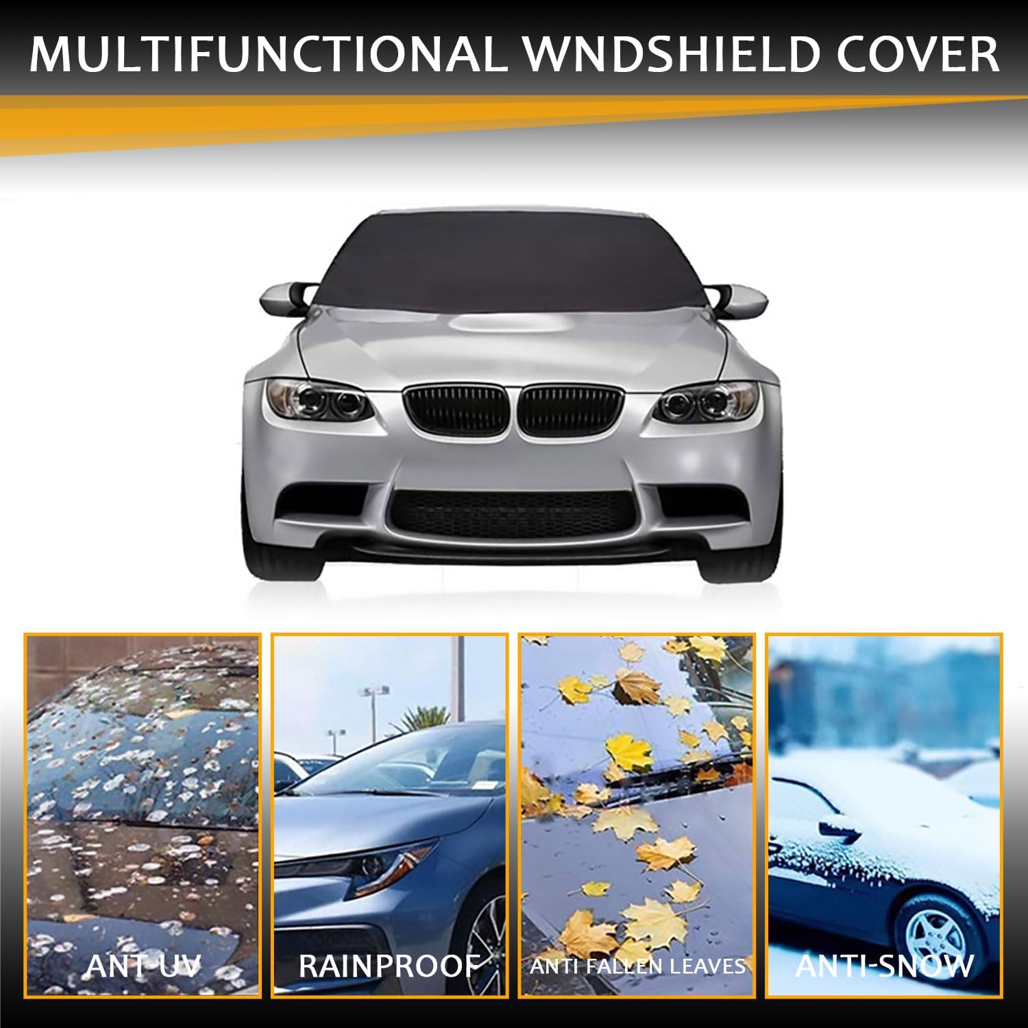 Cubierta para parabrisas de automóvil, tela Oxford 600D mejorada, cubierta contra escarchas, para hielo y nieve, impermeable, protege la ventana