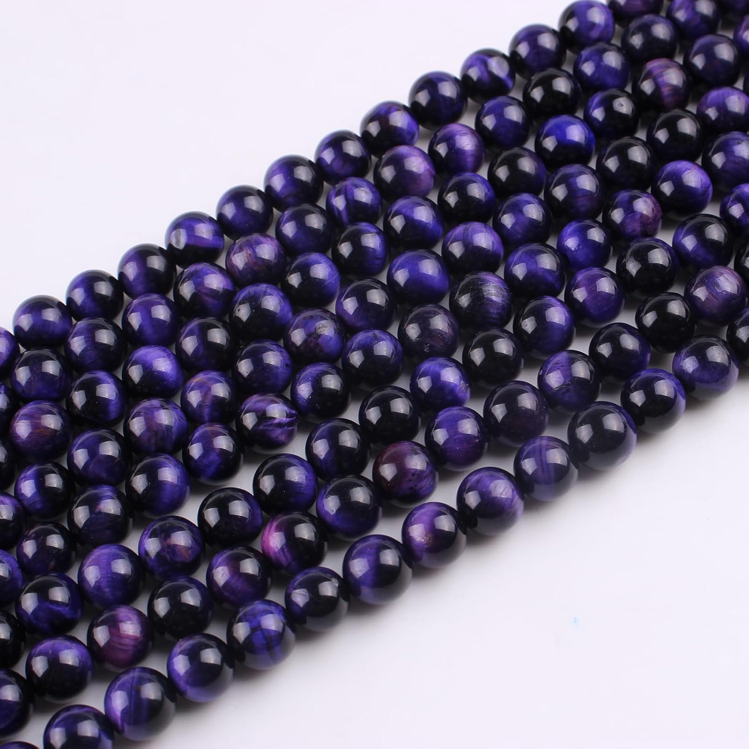 Cuentas sueltas de ojo de tigre redondas, suaves y curativas, piedra energética para fabricación de joyas, 1 hebra de 15 pulgadas (ojo de tigre