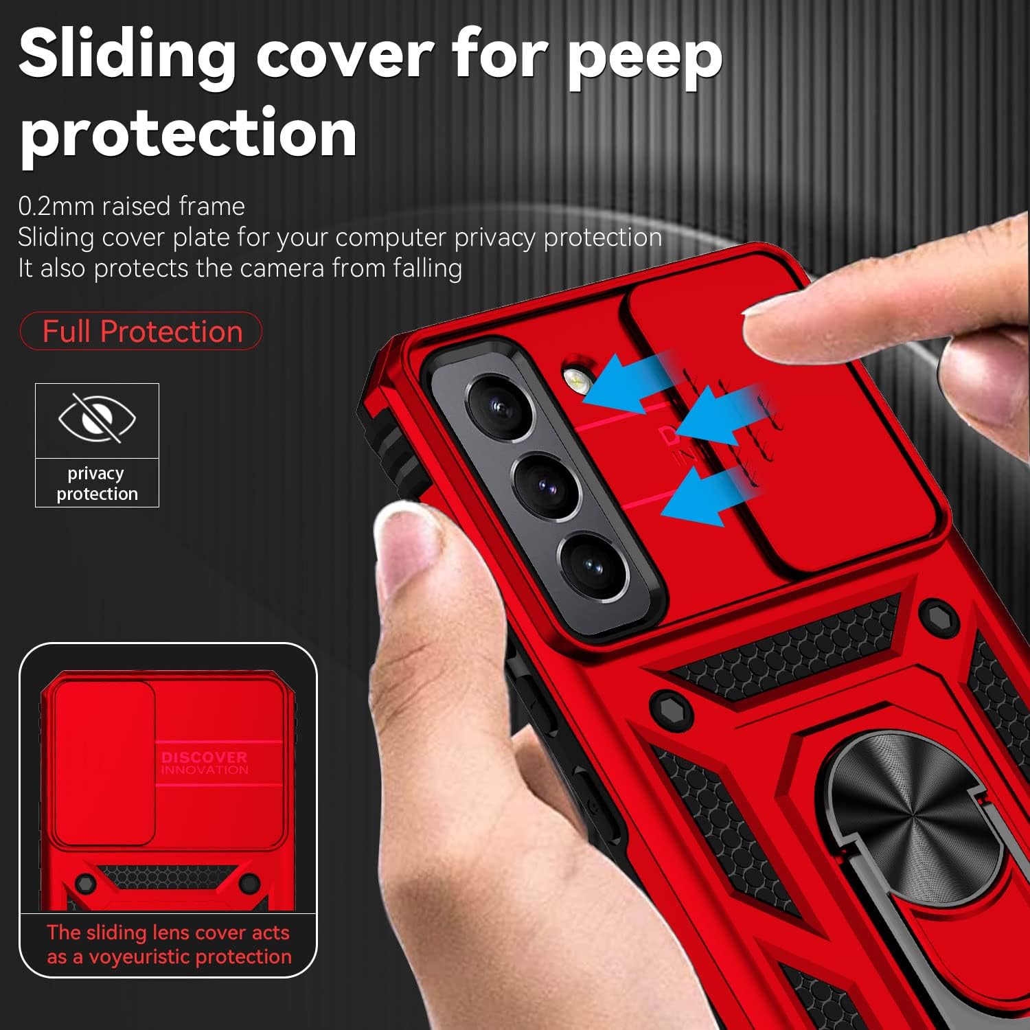 Funda para Samsung Galaxy S22, con cubierta para lente de cámara, protector de pantalla HD, grado militar anillo de montaje en coche con soporte