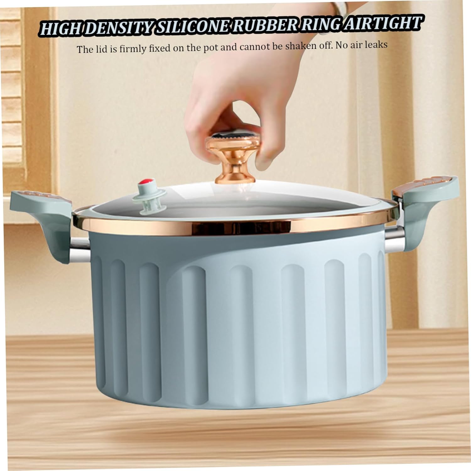 Micro olla a presión Revestimiento de esmalte antiadherente 8L Push Pull Lock Presión Pot con tapa Sello de silicona Válvula a prueba de derrames