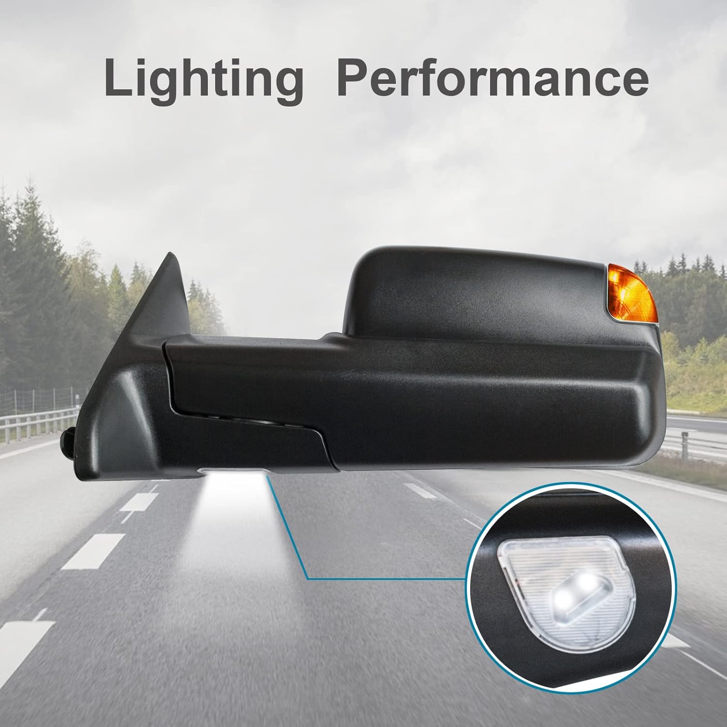 Espejos de remolque aptos para Dodge Ram 2009-2018 1500 2500 3500 Pickup Truck con calefacción de vidrio de descongelación con luces LED de señal de