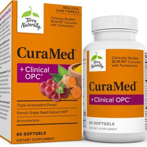 Terry Naturally CuraMed Plus Clinical OPC – 60 cápsulas blandas – con curcumina BCM-95 y extracto de semilla de uva francesa VX1 – Sin OMG – 30 Terry Naturally CuraMed Plus Clinical OPC – 60 cápsulas blandas – con curcumina BCM-95 y extracto de semilla de uva francesa VX1 – Sin OMG – 30