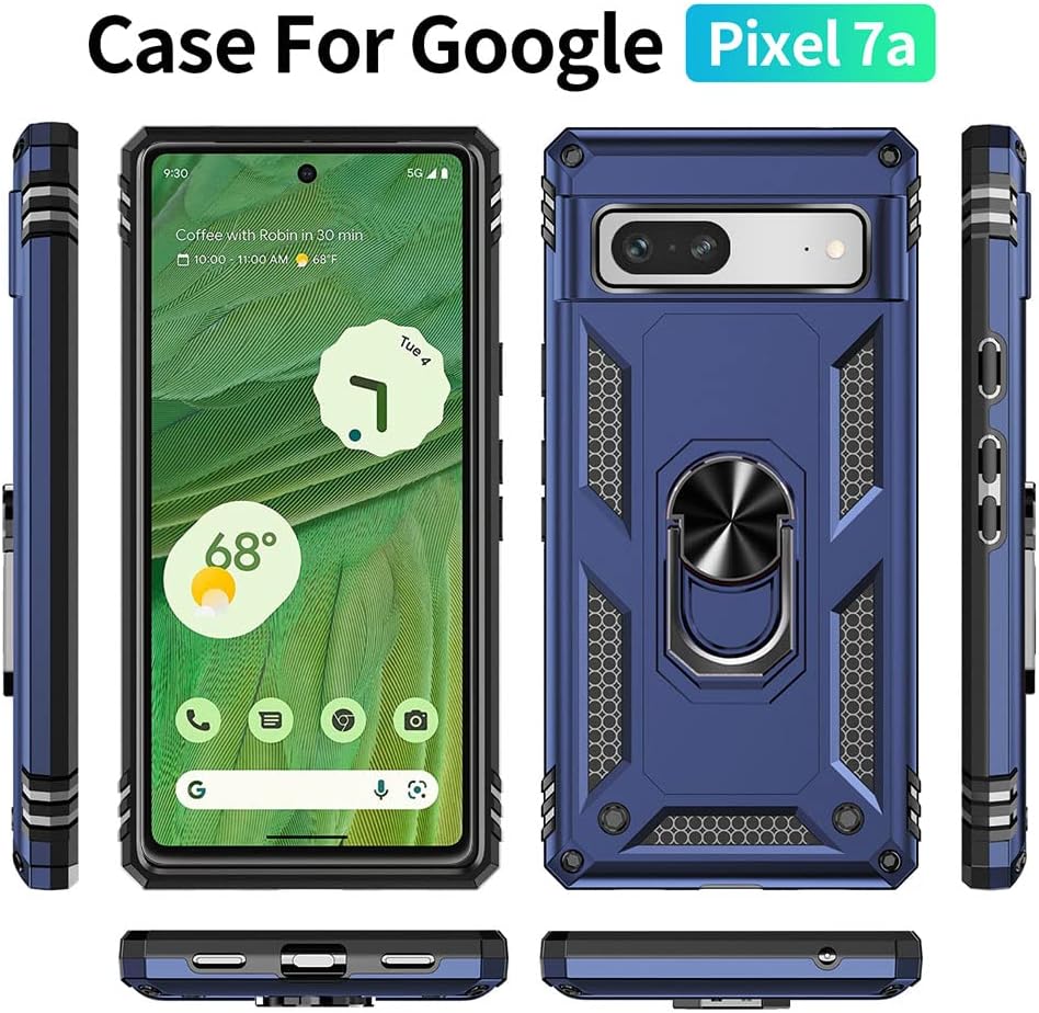 Funda para Pixel 7a, Google Pixel 7A con protector de pantalla HD, grado militar de 16 pies a prueba de caídas, anillo protector a prueba de golpes
