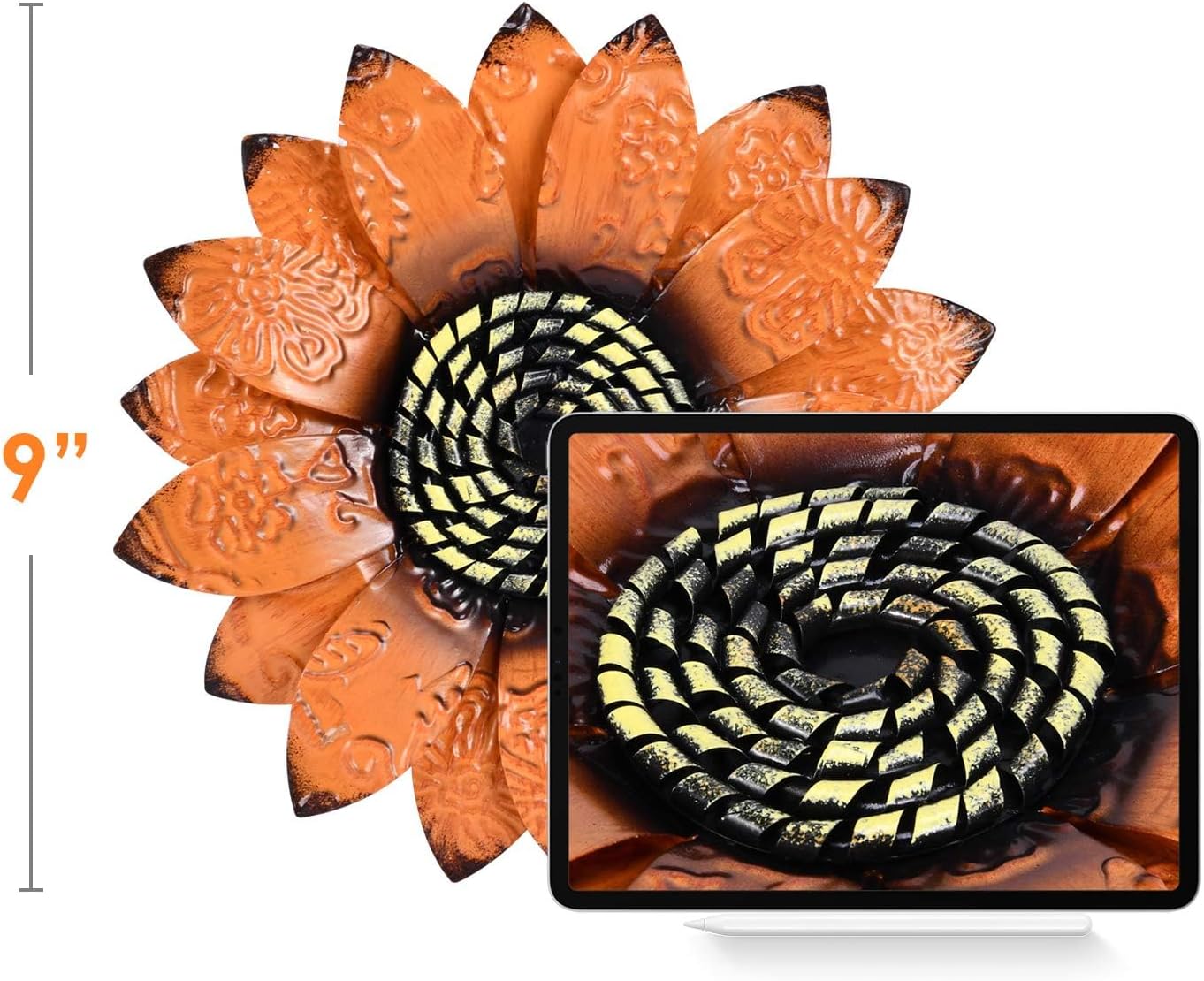 YEAHOME Decoración de pared de girasol, decoración de pared de flores de metal de 9 pulgadas, decoración de jardín de girasol para colgar para