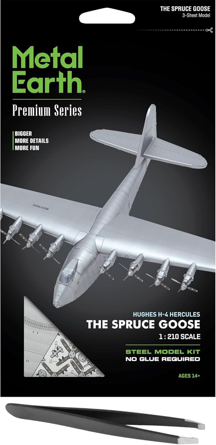 Fascinations Metal Earth Premium Series Hughes H-4 Hércules Spruce Goose – Kit de modelo de metal 3D con pinzas