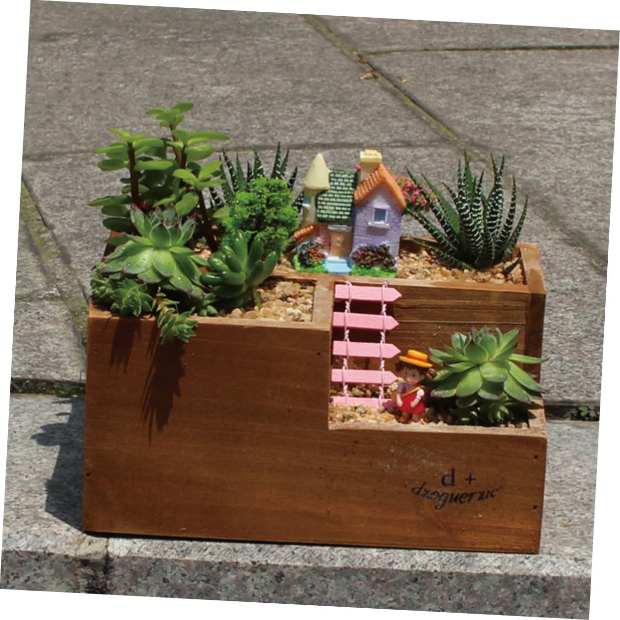 Yardwe 2 Pcs 3 Wood Desk Wooden Trinket Case Wooden Flower Pot Home Plant Container Garden Succulent Planter Jewelry Dresser Case Decorative Plants