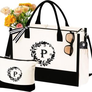 Regalos para el Día de la Madre bolsas de lona con iniciales y maquillaje con correa ajustable, regalos de cumpleaños para el día de la madre para Regalos para el Día de la Madre bolsas de lona con iniciales y maquillaje con correa ajustable, regalos de cumpleaños para el día de la madre para