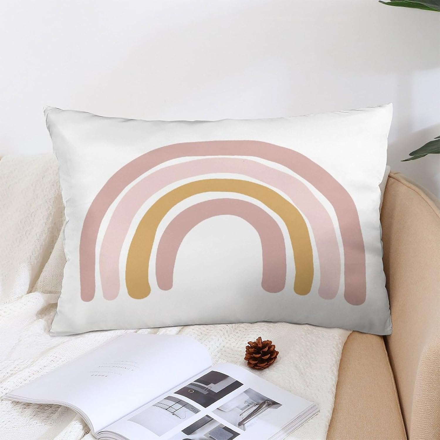 Funda de almohada decorativa rectangular con diseño de arco iris, estilo bohemio, neutro, decoración del hogar, para sala de estar, sofá, automóvil,