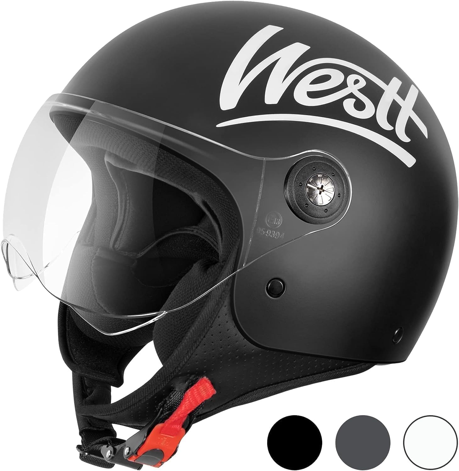 Westt Open Face Helmet – Motorcycle Helmet Moped 34 Half Vespa Vintage with Visor- Helmets for Adults DOT Touring Men Women Scooter Classic Series