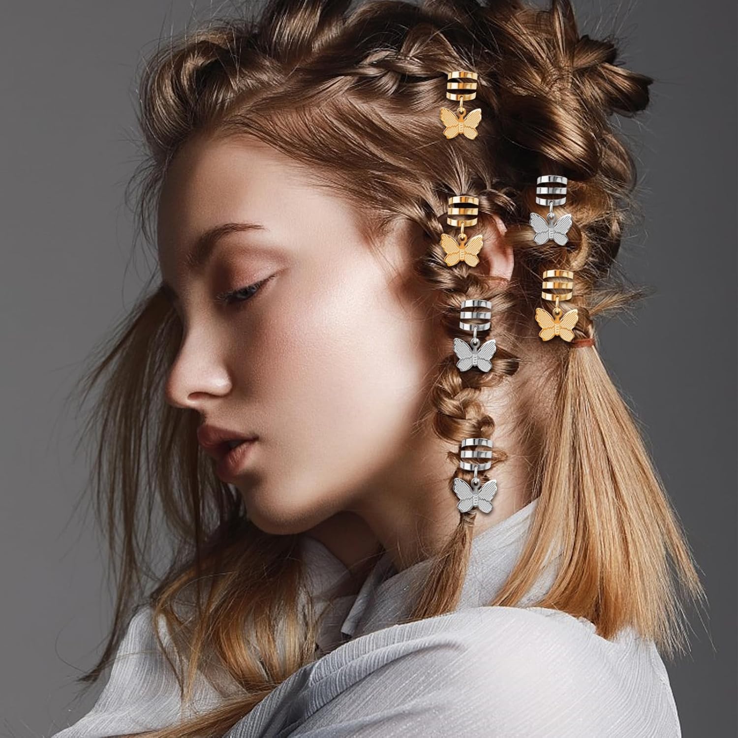 40 pinzas para el cabello con diseño de mariposa, trenzas, trenzas, colgantes, clip ajustable de metal para decoración de mariposas, clips de