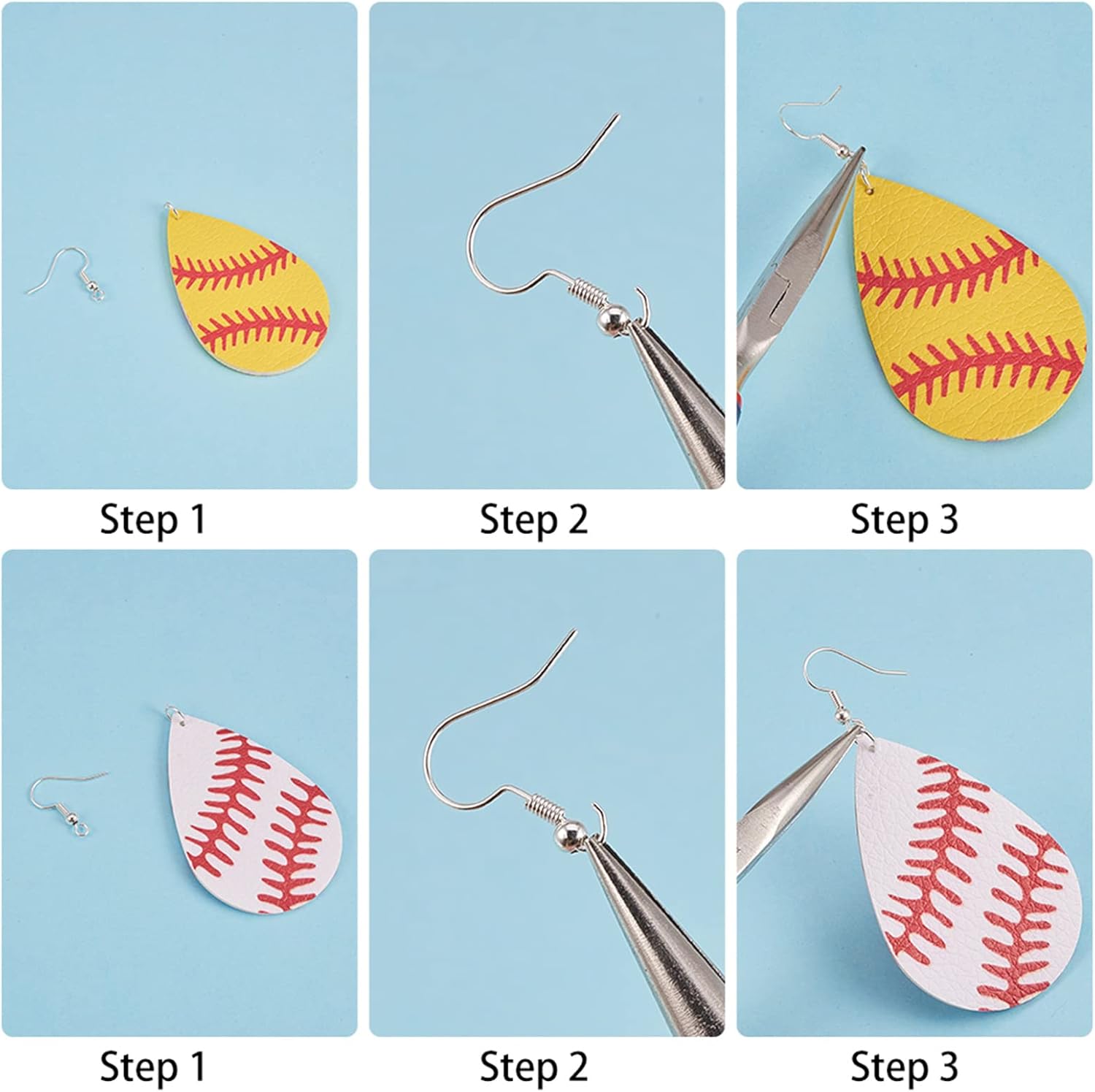 SUNNYCLUE DIY Make 8 pares de dijes deportivos de piel sintética para hacer aretes, kit de iniciación de fútbol americano, dijes de lágrima de