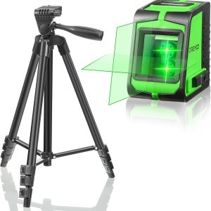 Nivel láser con trípode herramienta de nivelación láser autonivelante de nivel láser de 50 pies línea cruzada verde control separado 2 líneas láser Nivel láser con trípode herramienta de nivelación láser autonivelante de nivel láser de 50 pies línea cruzada verde control separado 2 líneas láser
