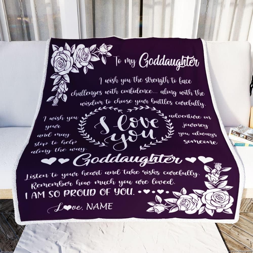 Manta personalizada con texto en inglés To My Goddaughter from Godmother I Wish You The Strength, 1208