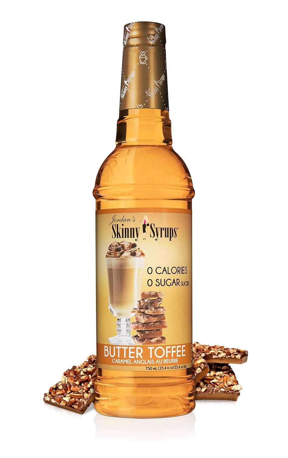 Jordan’s Skinny Syrups – Caramelo de mantequilla, jarabe saborizante sin azúcar, botella de 25.4 onzas (paquete de 1)