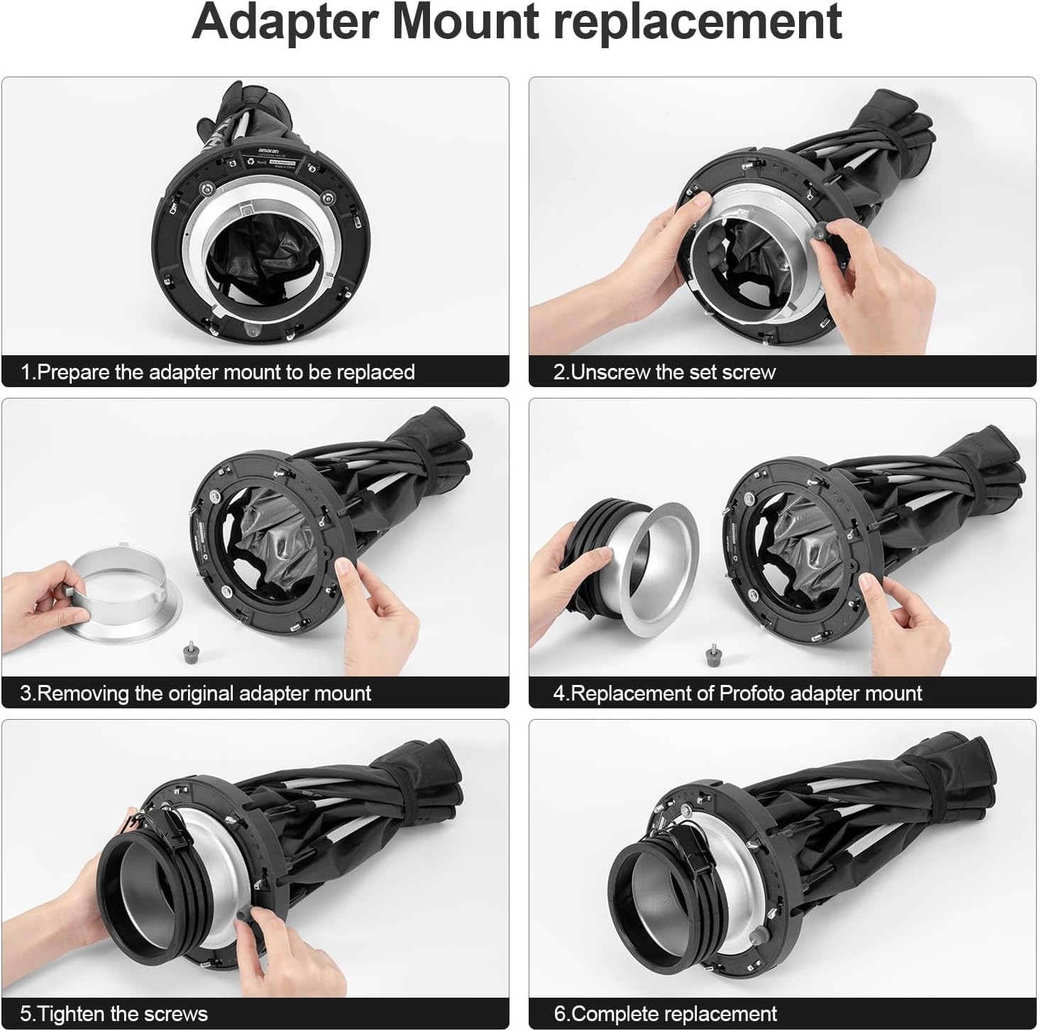FOMITO Anillo adaptador de luz de 5.31 pulgadas  5.315 in para Profoto Flash Monolight LED