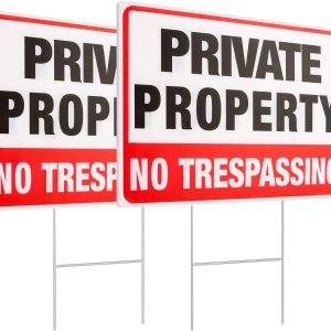 Paquete de 2 carteles de propiedad privada con estacas de alambre de metal en H, 12 x 9 pulgadas, plástico corrugado de doble cara para proteger tu Paquete de 2 carteles de propiedad privada con estacas de alambre de metal en H, 12 x 9 pulgadas, plástico corrugado de doble cara para proteger tu