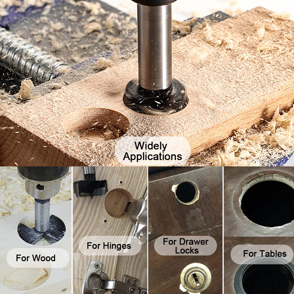 Broca Forstner de carburo de 1-38 pulgadas, broca Forstner con punta de carburo para madera dura, broca de perforación de madera, kits de