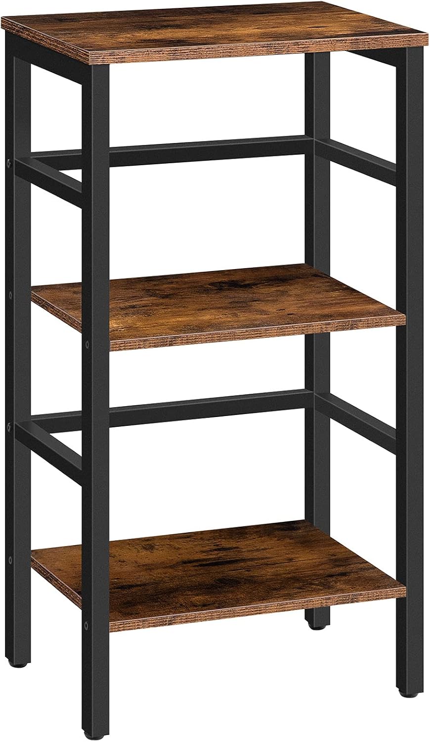 Estantería de 3 niveles, estantería estrecha, estante de almacenamiento de discos con valla lateral, estantes independientes de madera, estante de