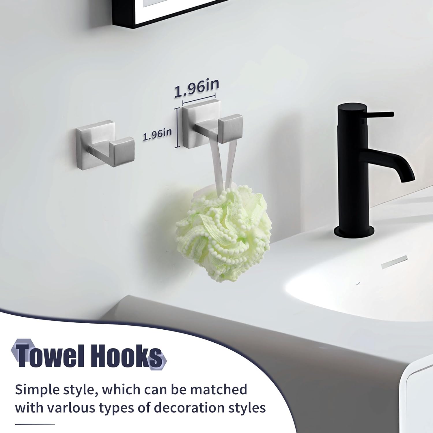 Juego de accesorios de baño de 5 piezas de plata cepillada, juego de toallas de baño de acero inoxidable SUS304, toalleros montados en la pared.