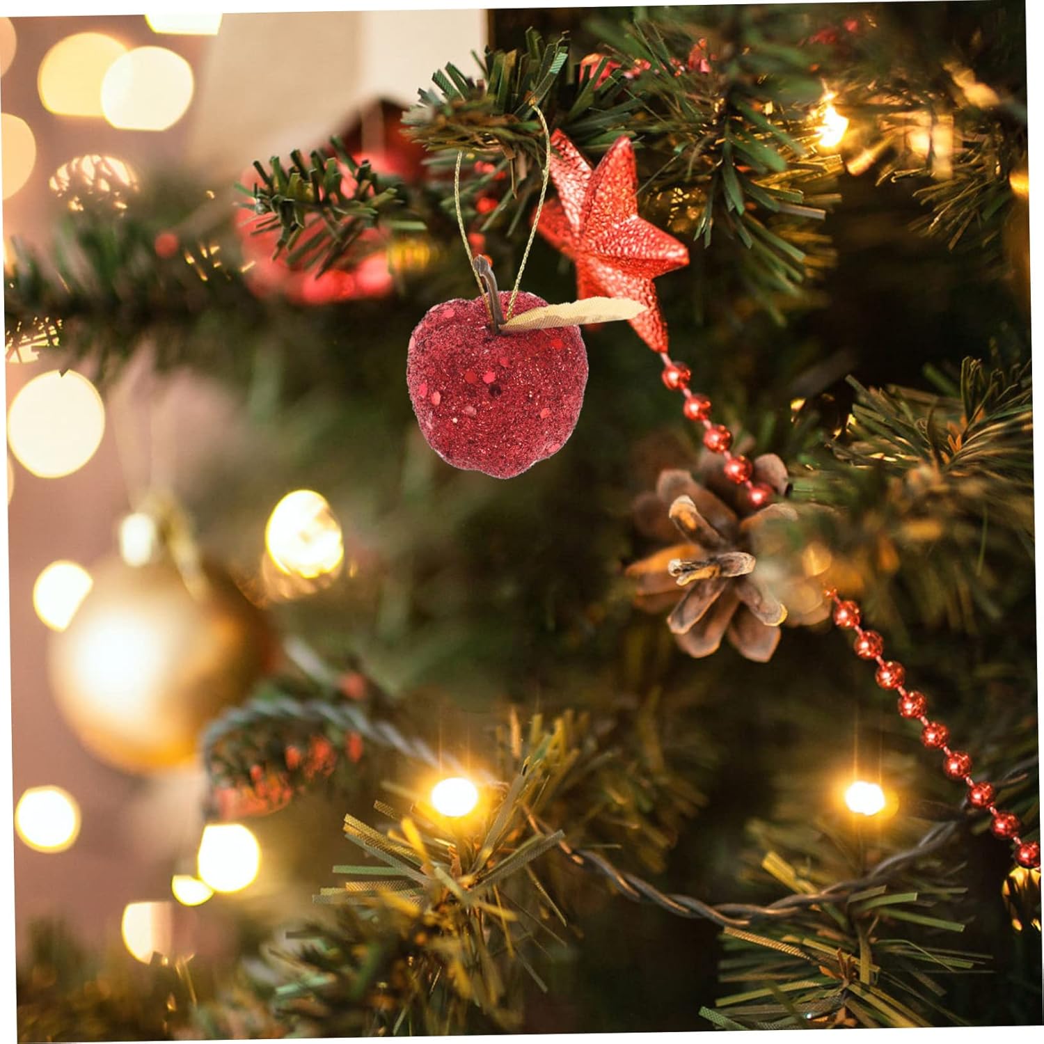 IMIKEYA 100 piezas de bolas de espuma de lentejuelas con purpurina para decoración de Navidad, manzana, árbol de Navidad, árbol de Navidad, bosque,