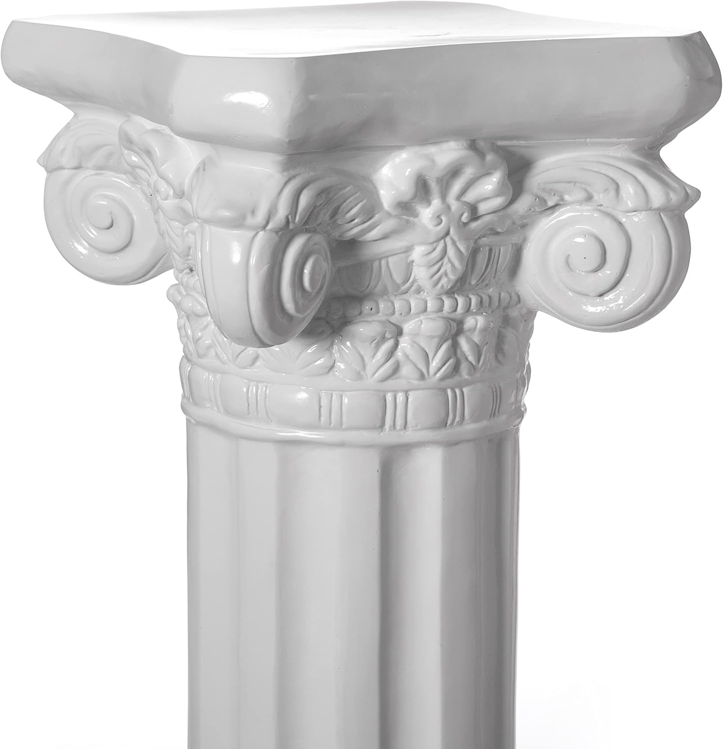 Uniquewise Jarrón de pedestal iónico decorativo de fibra de vidrio de fibra de vidrio blanco con columna de estilo romano para boda, sala de estar o