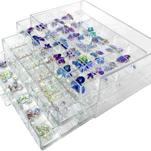 Guolich Organizador de uñas de 3 niveles para 72 celosías y almacenamiento de acrílico transparente, accesorios de joyería de uñas, estuche de Guolich Organizador de uñas de 3 niveles para 72 celosías y almacenamiento de acrílico transparente, accesorios de joyería de uñas, estuche de