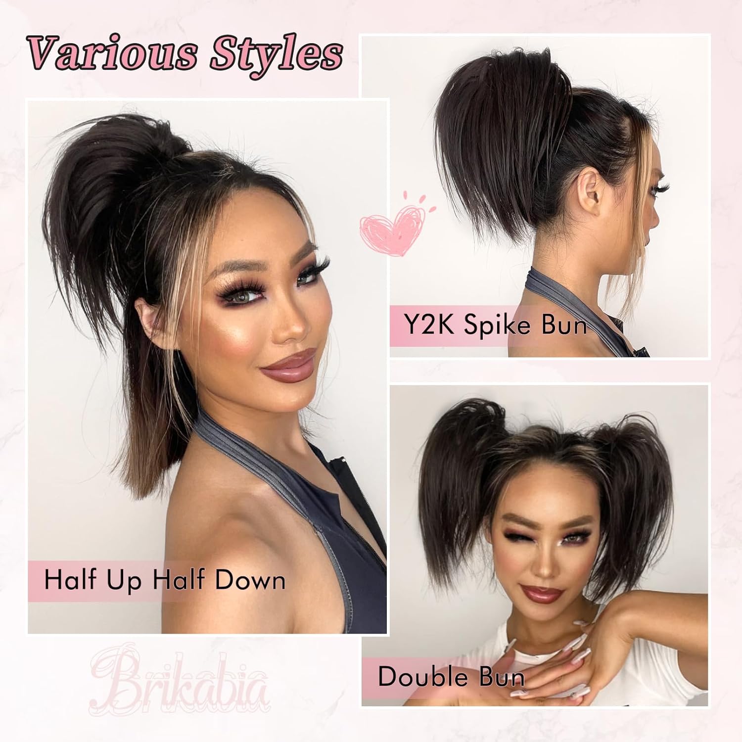 Moños de pelo, clip de garra, pieza de pelo desordenado para mujer, extensión de pelo corto de cola de caballo, extensión de pelo despeinado hacia