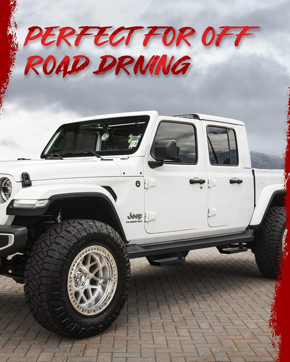 KYX Estribos para Jeep Gladiator JT 2020-2023, 4 puertas, escalones laterales de 5 pulgadas, barras Nerf de textura fina, rieles negros deslizantes
