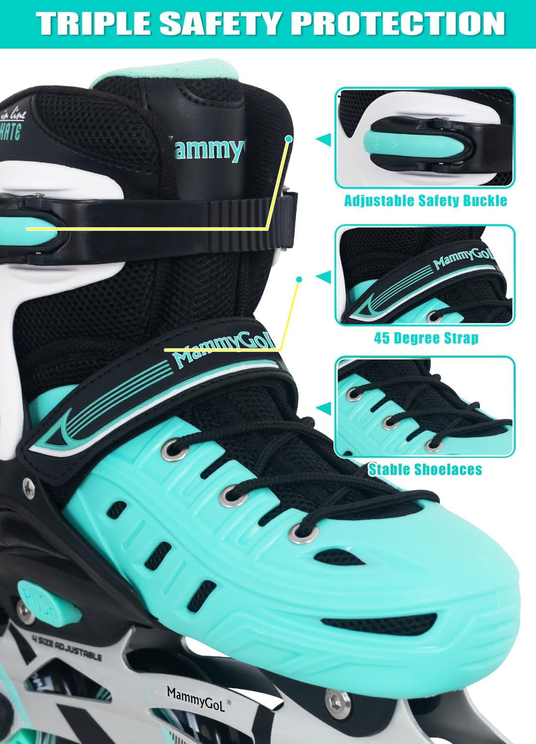 MammyGol – Patines en línea ajustables para adultos y adolescentes, seguros y duraderos con ruedas gigantes, patines de alto rendimiento para niñas