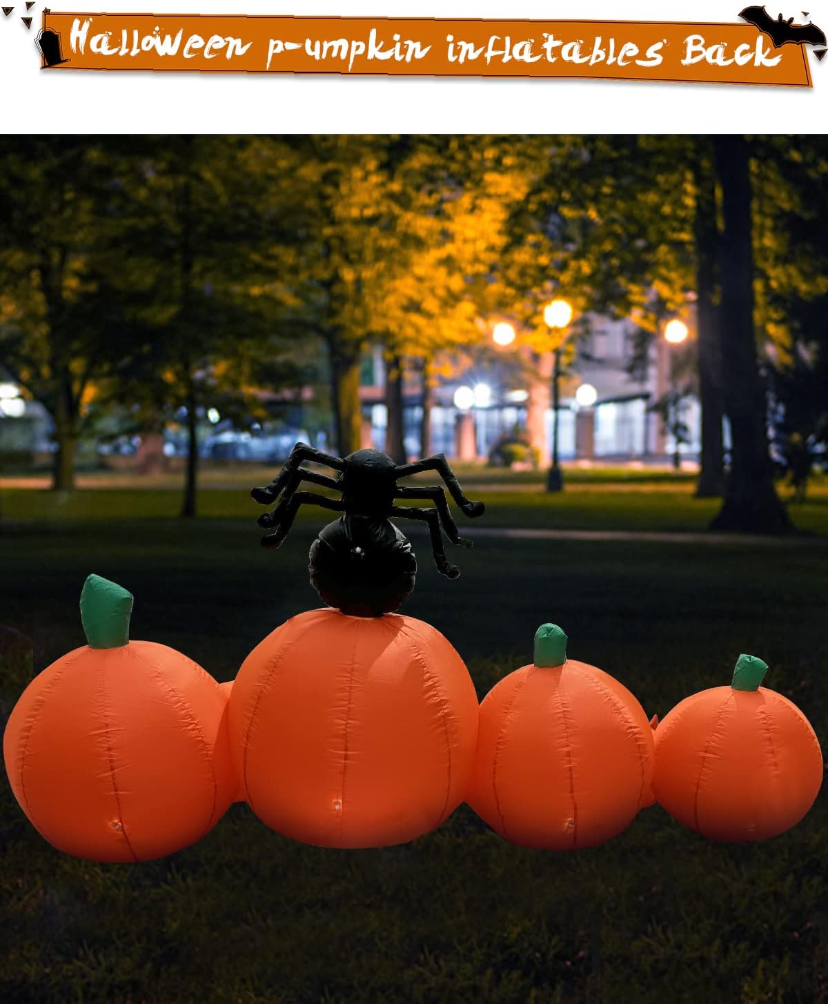 Inflables de Halloween, calabaza, gato, araña, OVIFM de 8 pies, decoraciones inflables grandes de Halloween para exteriores, decoración de patio