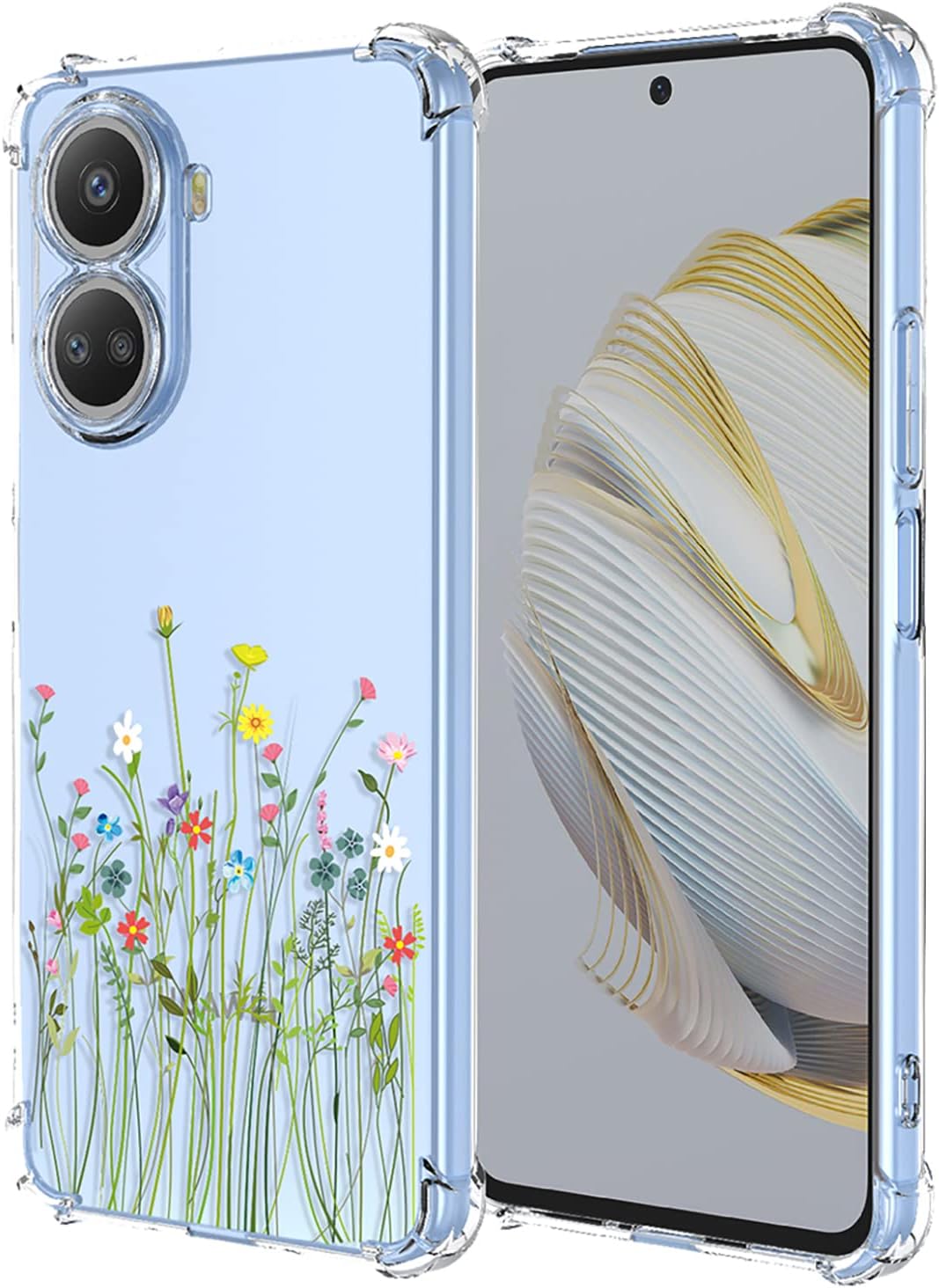 OEURVQO Funda transparente para Huawei Nova 10 SE, diseño floral suave, TPU a prueba de golpes, antiarañazos, funda protectora para Huawei Nova 10
