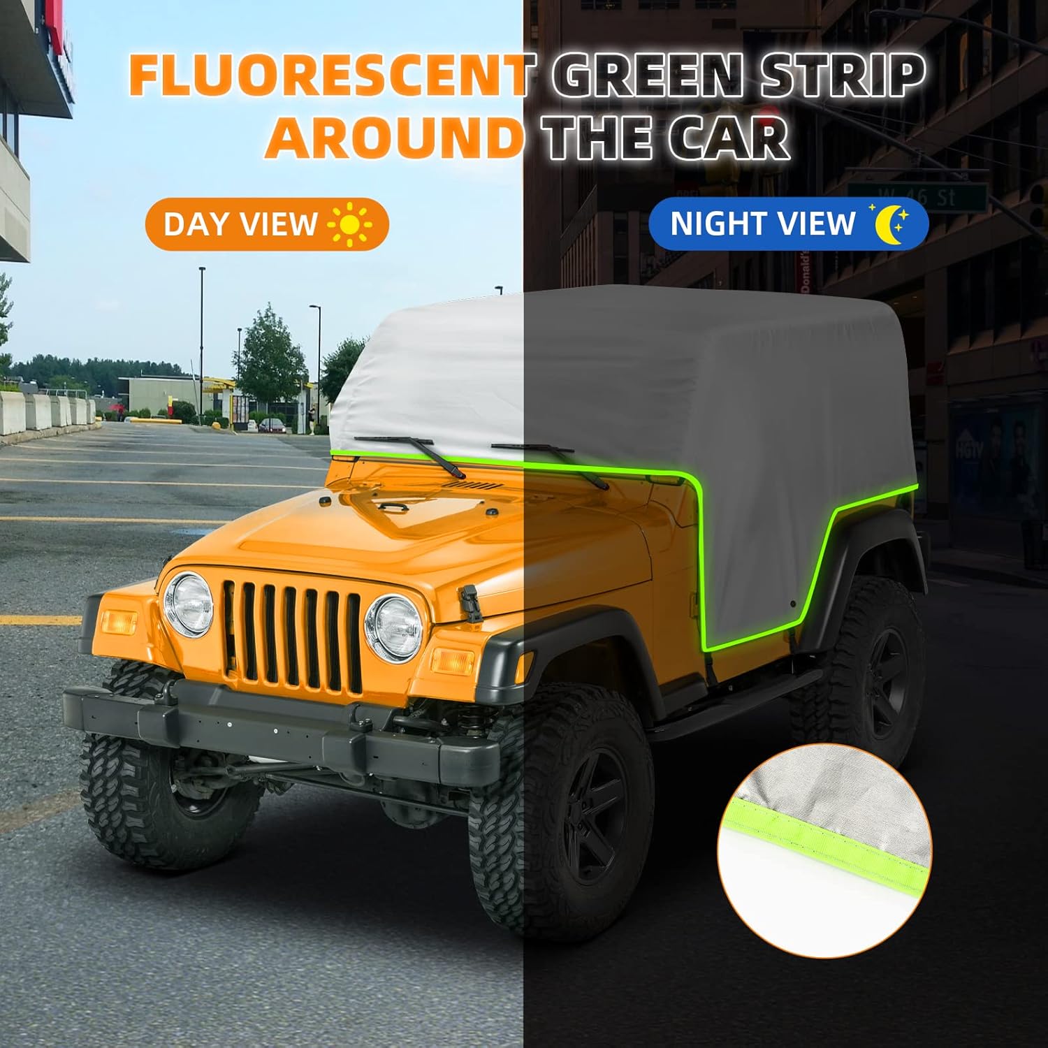Funda para cabina de automóvil para Jeep Wrangler TJ y YJ de 2 puertas 1992-2006, Wrangler cubierta impermeable para lluvia con cubierta de espejo y