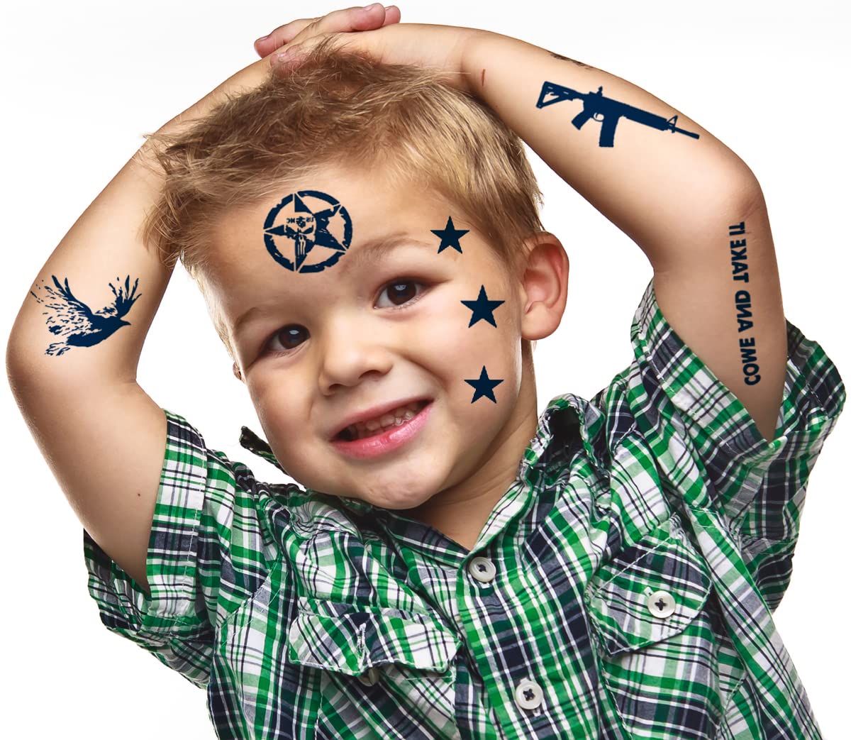 PADOUN Tatuajes pequeños temporales impermeables de larga duración, 100% tinta a base de plantas, tatuaje temporal para niños, lindo brazo de