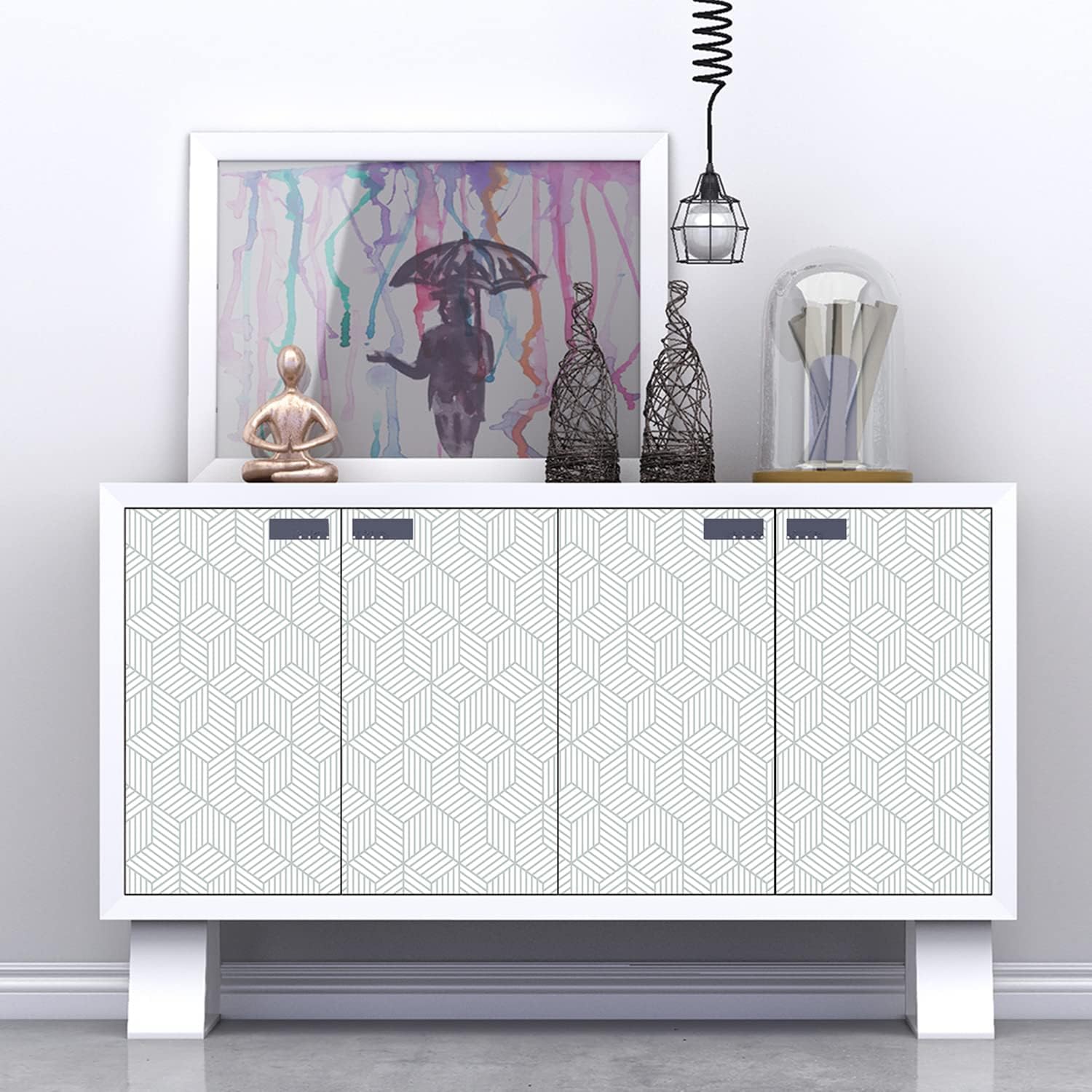 YAMANGU Papel tapiz geométrico extraíble para despegar y pegar, papel adhesivo autoadhesivo para reacondicionamiento de muebles y decoración del