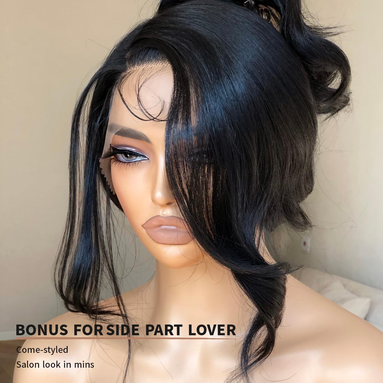 BrownBomb Bombshell – Peluca ondulada con encaje frontal, peluca sintética con encaje frontal, sin pegamento, lista para usar, 13 x 5 x 1 pulgadas,