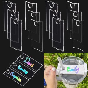 AIERSA Placa de identificaciónetiqueta para vaso Stanley de 40 onzas con asa, 12 unidades, transparente AIERSA Placa de identificaciónetiqueta para vaso Stanley de 40 onzas con asa, 12 unidades, transparente