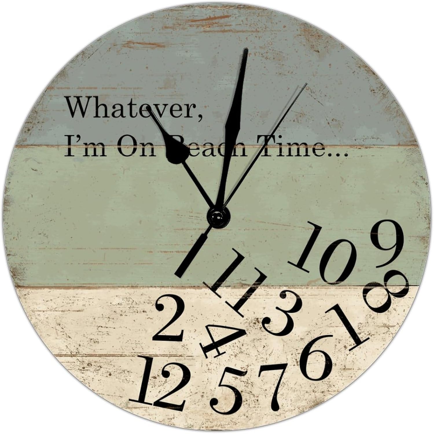 Reloj de pared de madera rústica, 12 pulgadas, movimiento de barrido silencioso, estilo vintage, fácil de leer