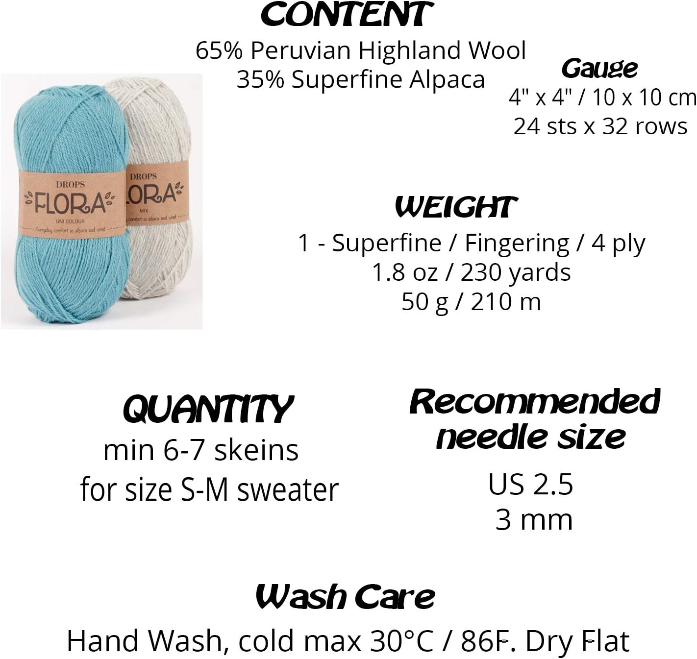 65% lana 35% hilo de alpaca, Drops Flora, 1 o superfino, peso de dedos, 4 capas, 1.8 onzas, 230 yardas por bola (21 rosa)